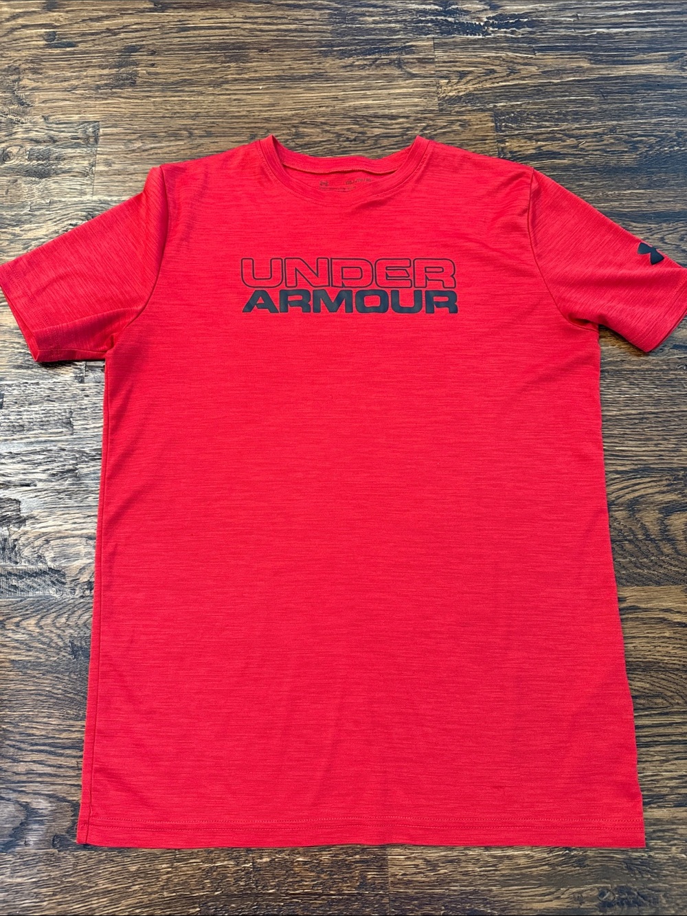 Under Armour Red Crew Neck Performance Tee with Black Logo